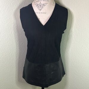 Vince Suede Leather V Neck Top